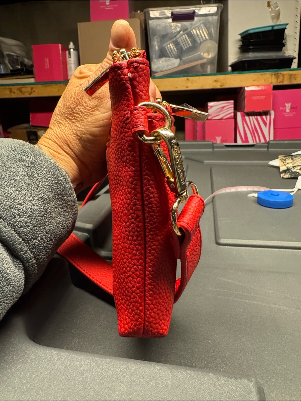 Nanette Lenore Red Pebbled Leather Wristlet Clutch - Stylish Everyday Carry - Picture 4 of 12